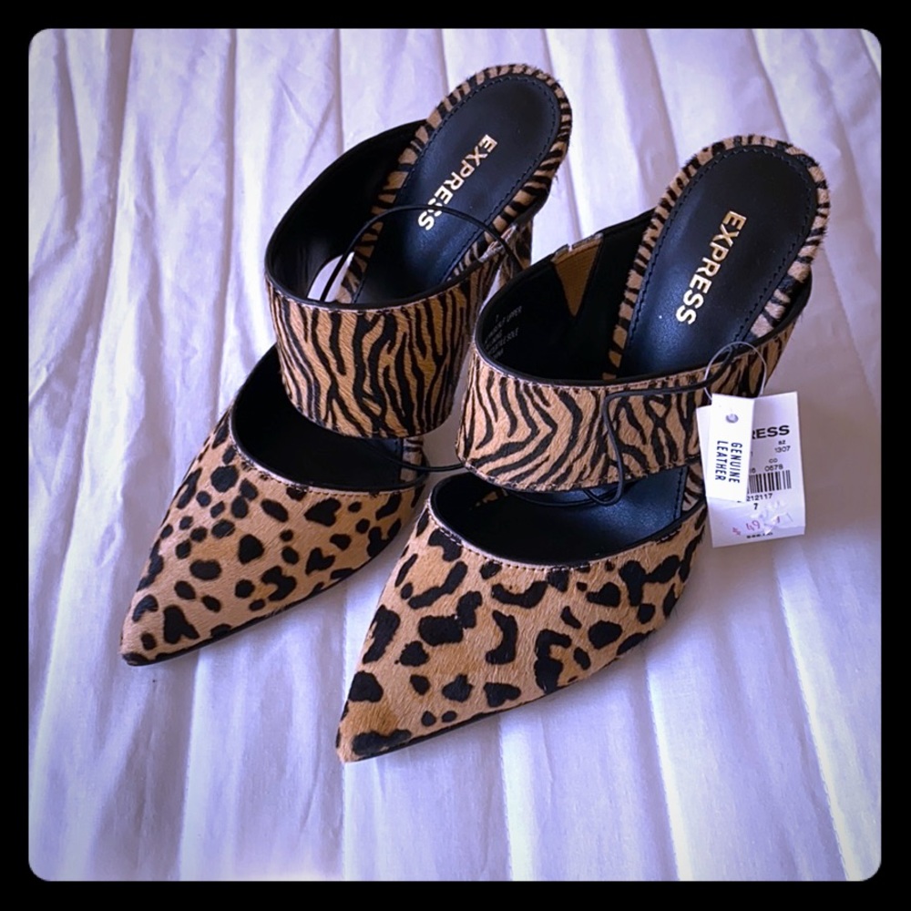 Express animal print heel mules size 7 **NWT**